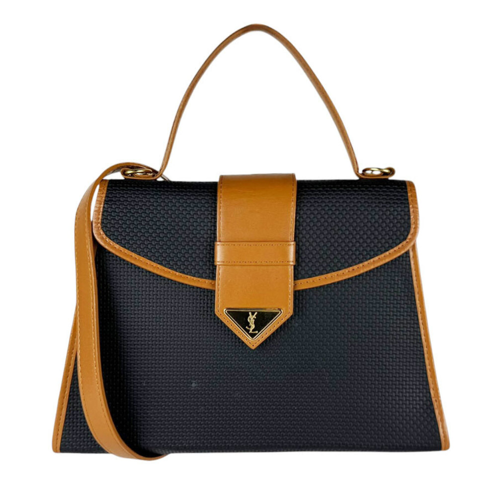 Yves Saint Laurent shoulder bag/handbag, coated canvas and leather, black/cam...